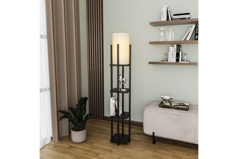 Gulvlampe Hyldelampe Lumi (Hyldehøjde: 29 cm) Sort Beige - Sort Beige - Belysning - Lamper & indendørsbelysning - Soveværelse lampe