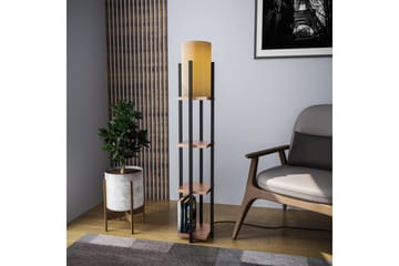 Gulvlampe Hyldelampe Lumi (Hyldehøjde: 29 cm) Sort / Kobber Træ