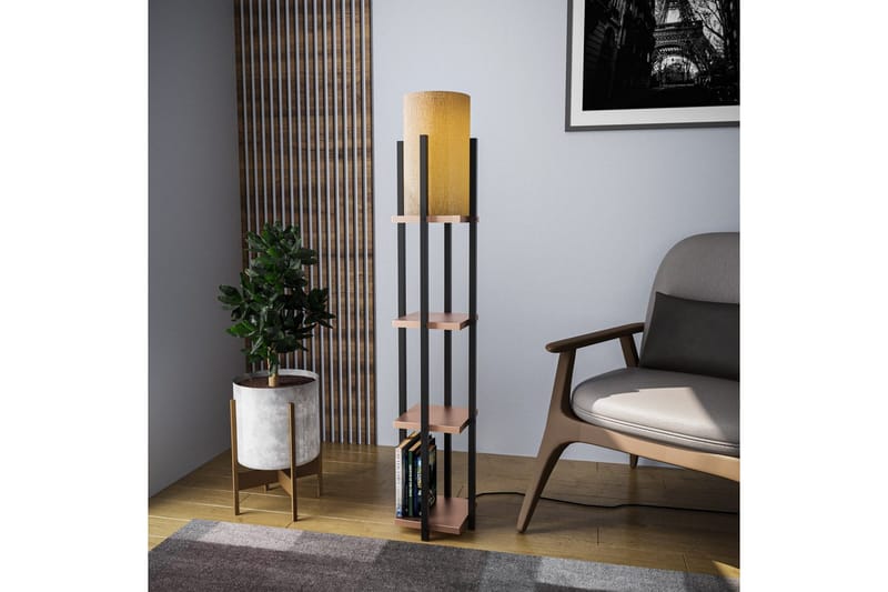 Gulvlampe Hyldelampe Lumi (Hyldehøjde: 29 cm) Sort / Kobber Træ - Sort / Kobber Træ - Belysning - Lamper & indendørsbelysning - Soveværelse lampe