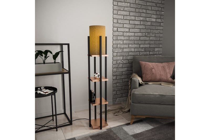 Gulvlampe Hyldelampe Lumi (Hyldehøjde: 29 cm) Sort / Kobber Træ - Sort / Kobber Træ - Belysning - Lamper & indendørsbelysning - Soveværelse lampe