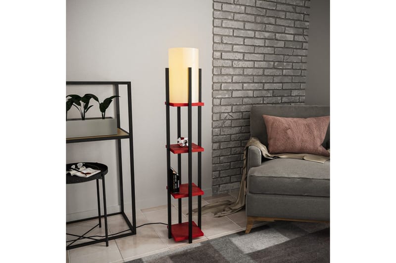 Gulvlampe Hyldelampe Lumi (Hyldehøjde: 29 cm) Sort / Rød Beige - Sort / Rød Beige - Belysning - Lamper & indendørsbelysning - Soveværelse lampe