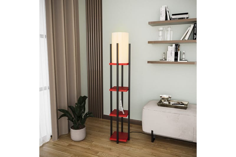 Gulvlampe Hyldelampe Lumi (Hyldehøjde: 29 cm) Sort / Rød Beige - Sort / Rød Beige - Belysning - Lamper & indendørsbelysning - Soveværelse lampe