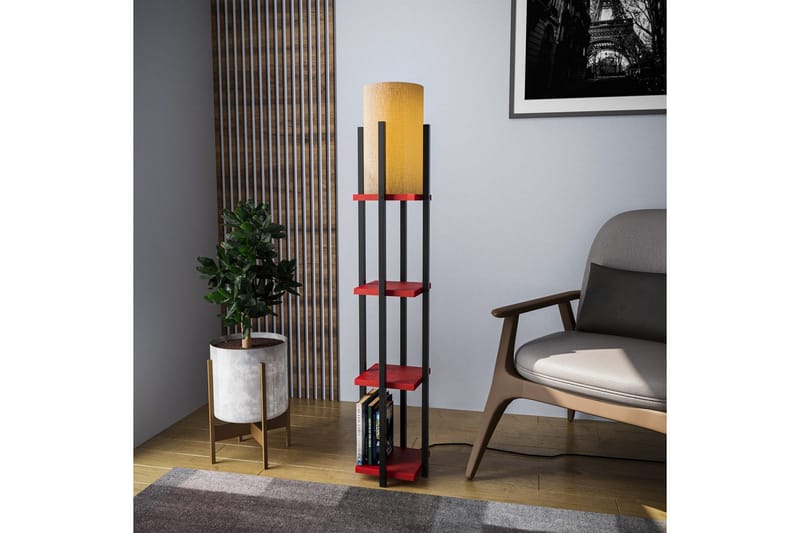 Gulvlampe Hyldelampe Lumi (Hyldehøjde: 29 cm) Sort / Rød - Sort / Rød - Belysning - Lamper & indendørsbelysning - Soveværelse lampe