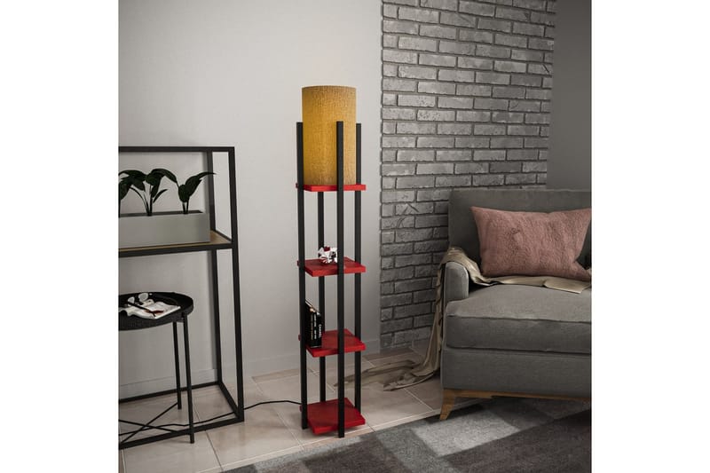 Gulvlampe Hyldelampe Lumi (Hyldehøjde: 29 cm) Sort / Rød - Sort / Rød - Belysning - Lamper & indendørsbelysning - Soveværelse lampe