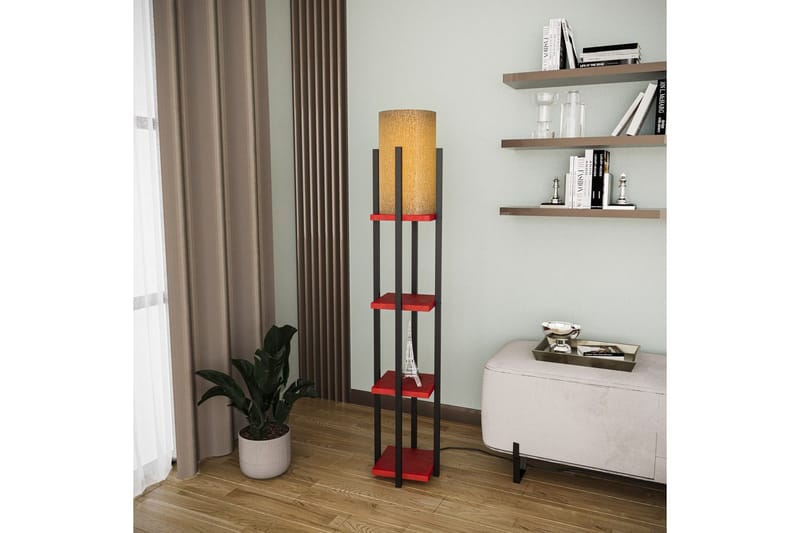 Gulvlampe Hyldelampe Lumi (Hyldehøjde: 29 cm) Sort / Rød - Sort / Rød - Belysning - Lamper & indendørsbelysning - Soveværelse lampe