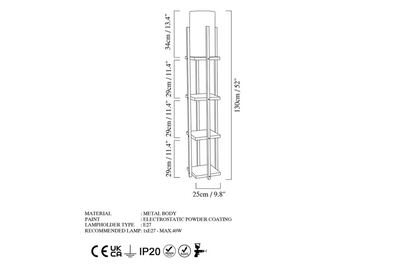 Gulvlampe Hyldelampe Lumi (Hyldehøjde: 29 cm) Sort / Rany - Sort / Rany - Belysning - Lamper & indendørsbelysning - Soveværelse lampe