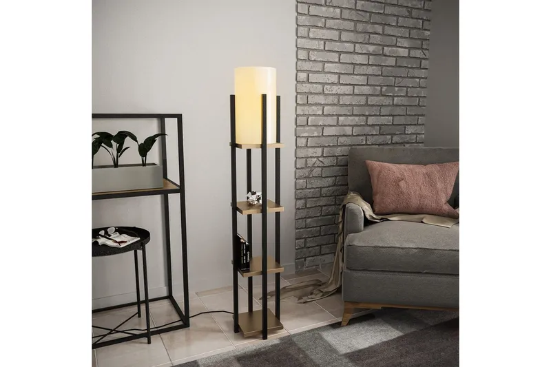 Gulvlampe Hyldelampe Lumi (Hyldehøjde: 29 cm) Sort / Rany - Sort / Rany - Belysning - Lamper & indendørsbelysning - Soveværelse lampe