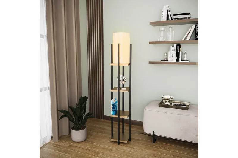 Gulvlampe Hyldelampe Lumi (Hyldehøjde: 29 cm) Sort / Rany - Sort / Rany - Belysning - Lamper & indendørsbelysning - Soveværelse lampe