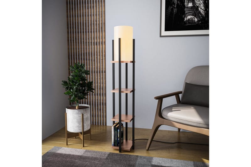 Gulvlampe Hyldelampe Lumi (Hyldehøjde: 29 cm) Træ / Beige - Træ / Beige - Belysning - Lamper & indendørsbelysning - Soveværelse lampe