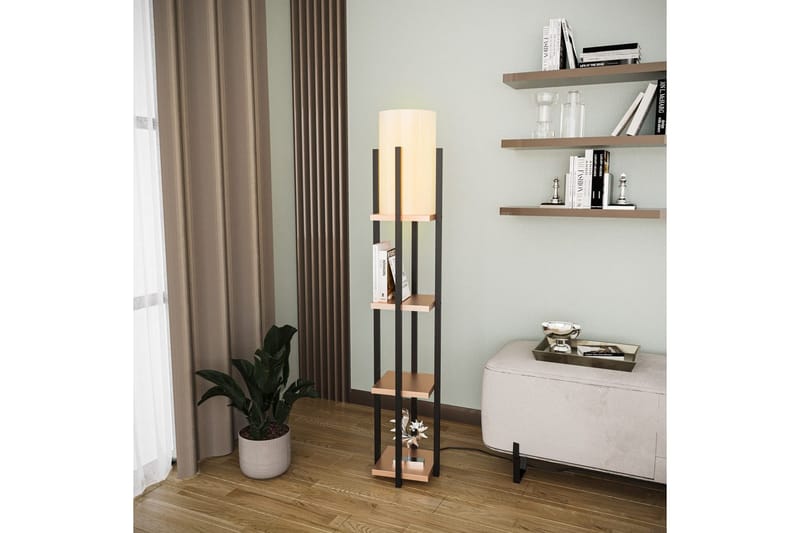 Gulvlampe Hyldelampe Lumi (Hyldehøjde: 29 cm) Træ / Beige - Træ / Beige - Belysning - Lamper & indendørsbelysning - Soveværelse lampe