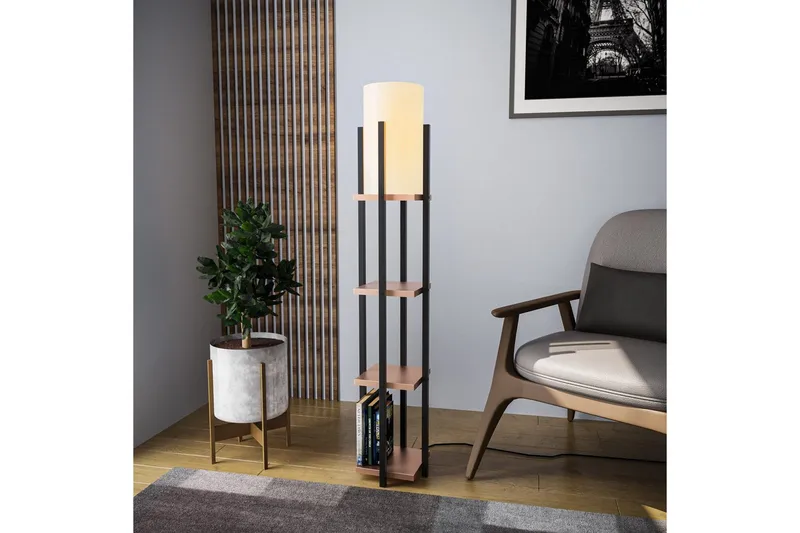 Gulvlampe Hyldelampe Lumi (Hyldehøjde: 29 cm) Træ / Beige - Træ / Beige - Belysning - Lamper & indendørsbelysning - Soveværelse lampe