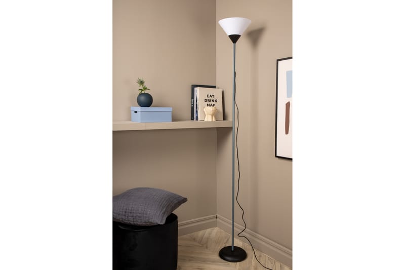 Bawang Gulvlampe - Glas/Mørkegrå/Hvid - Soveværelse lampe - Stuelampe - Uplight gulvlampe - Gulvlampe & standerlampe