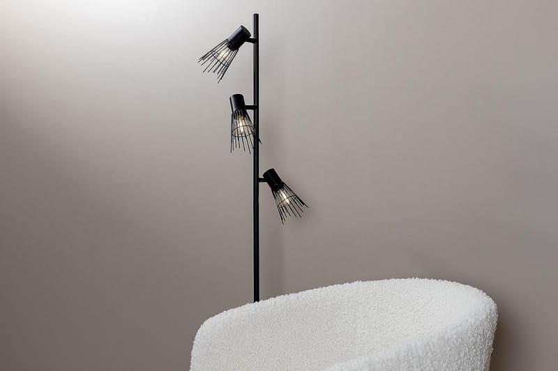 Grunswald Gulvlampe Dimmer LED Sort - Soveværelse lampe - Trearmet gulvlampe - Stuelampe - Gulvlampe & standerlampe