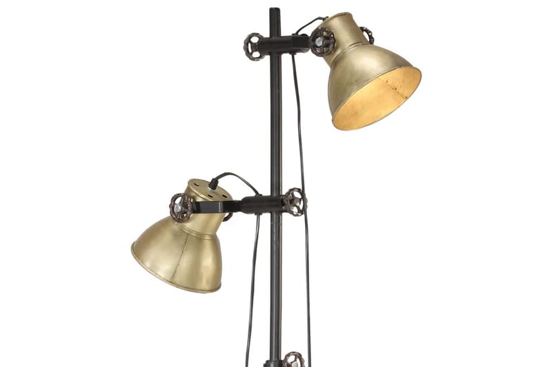 Gulvlampe med 2 lampeskærme e27 støbejern messingfarvet - Guld - Toarmet gulvlampe - Soveværelse lampe - Stuelampe - Gulvlampe & standerlampe