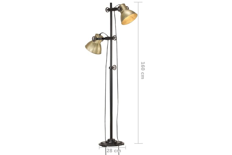 Gulvlampe med 2 lampeskærme e27 støbejern messingfarvet - Guld - Toarmet gulvlampe - Soveværelse lampe - Stuelampe - Gulvlampe & standerlampe