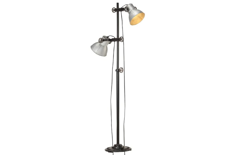 Gulvlampe med 2 lampeskærme e27 støbejern sølvfarvet - Sølv - Toarmet gulvlampe - Soveværelse lampe - Stuelampe - Gulvlampe & standerlampe
