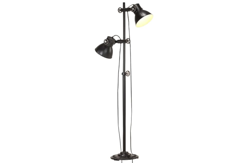 Gulvlampe med 2 lampeskærme e27 støbejern sort - Sort - Toarmet gulvlampe - Stuelampe - Gulvlampe & standerlampe - Soveværelse lampe