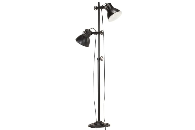 Gulvlampe med 2 lampeskærme e27 støbejern sort - Sort - Toarmet gulvlampe - Soveværelse lampe - Stuelampe - Gulvlampe & standerlampe
