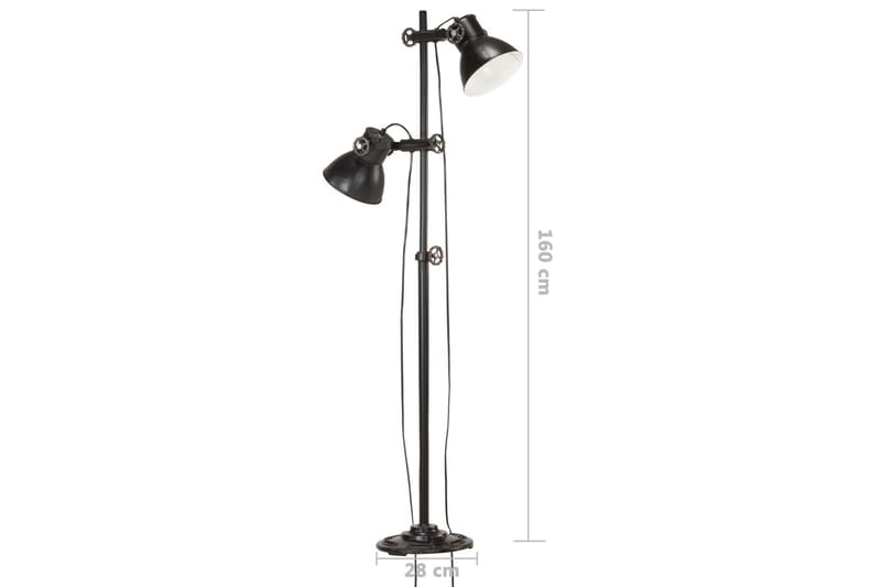 Gulvlampe med 2 lampeskærme e27 støbejern sort - Sort - Toarmet gulvlampe - Stuelampe - Gulvlampe & standerlampe - Soveværelse lampe