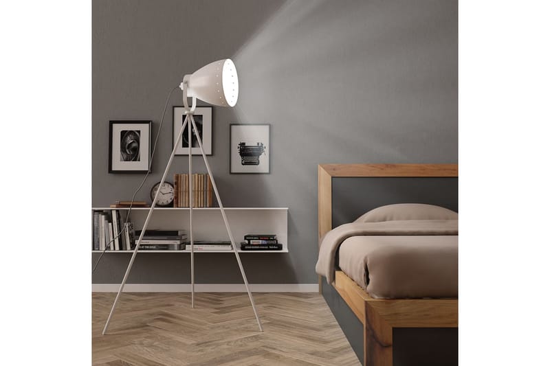 Gulvlampe Med Trefod E27 Metal Hvid - Hvid - Soveværelse lampe - Stuelampe - Gulvlampe & standerlampe