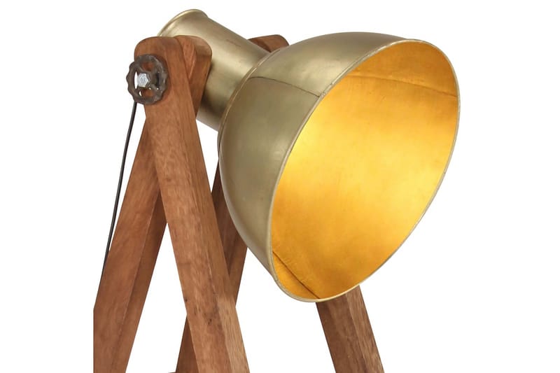 Gulvlamper 3 stk. e27 massivt mangotræ messingfarvet - Guld - Soveværelse lampe - Stuelampe - Gulvlampe & standerlampe