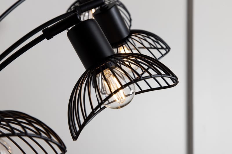 Jerit Gulvlampe Dimmer LED Stor Sort - Soveværelse lampe - Stuelampe - Femarmet gulvlampe - Gulvlampe & standerlampe