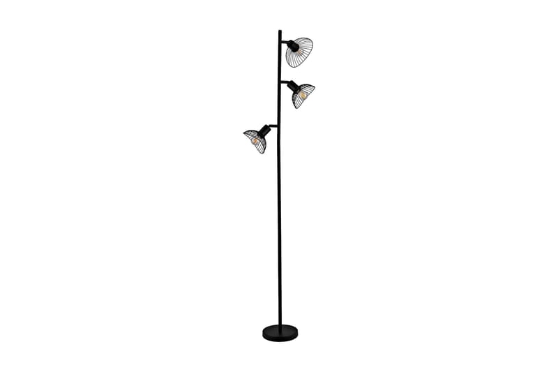 Jerit Gulvlampe LED Lille - Sort - Soveværelse lampe - Trearmet gulvlampe - Stuelampe - Gulvlampe & standerlampe