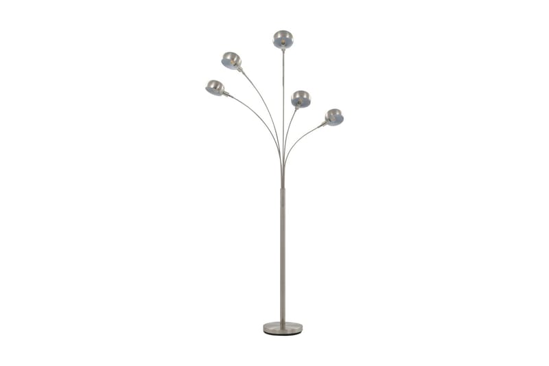standerlampe 200 cm 5 x E14 sølvfarvet - Soveværelse lampe - Stuelampe - Femarmet gulvlampe - Gulvlampe & standerlampe