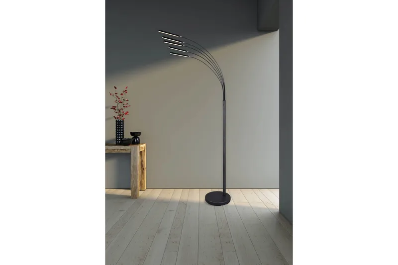 Trio Lighting Reed LED gulvlampe børstet stål - Belysning - Lamper & indendørsbelysning - Gulvlampe & standerlampe