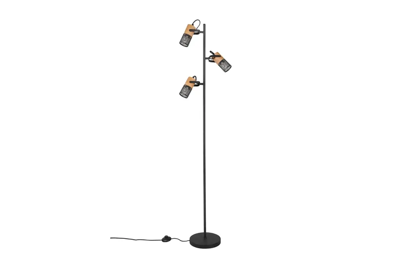 Trio Lighting Tosh gulvlampe E27 matsort - Natur/Matsort - Belysning - Lamper & indendørsbelysning - Gulvlampe & standerlampe - Trearmet gulvlampe