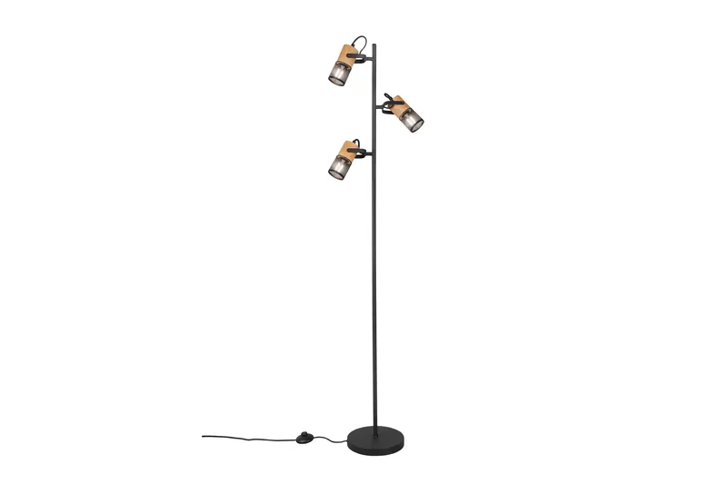 Trio Lighting Tosh gulvlampe E27 matsort - Natur/Matsort - Belysning - Lamper & indendørsbelysning - Gulvlampe & standerlampe - Trearmet gulvlampe