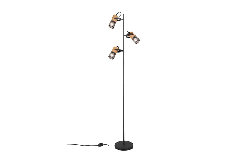 Trio Lighting Tosh gulvlampe E27 matsort, Natur/Matsort