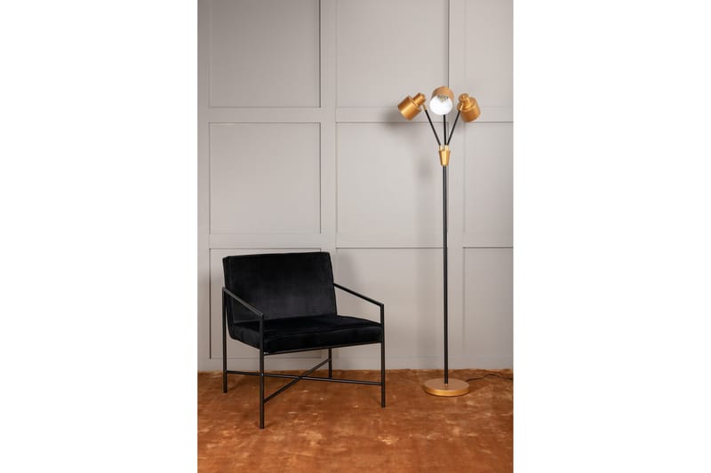 Vifta Gulvlampe 3 Lamper 33 cm - Sort/Messing - Belysning - Lamper & indendørsbelysning - Gulvlampe & standerlampe - Trearmet gulvlampe