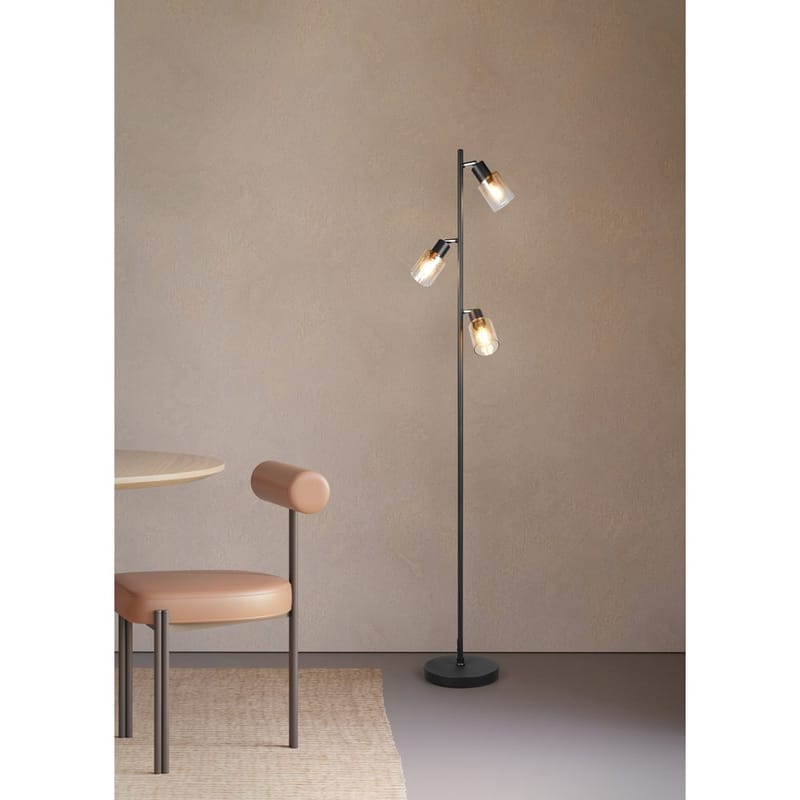 Gulvlampe TRIO Cadiz - Mat sort/Amber - Belysning - Lamper & indendørsbelysning - Soveværelse lampe