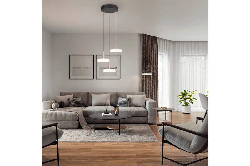 Gulvlampe TRIO Celeste Mat sort/hvid/kaffebrun - Mat sort/hvid/kaffebrun - Belysning - Lamper & indendørsbelysning - Soveværelse lampe