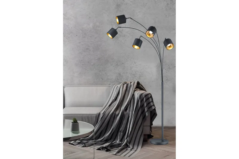 Gulvlampe TRIO Tommy Bøjet Matsort - Matsort - Belysning - Lamper & indendørsbelysning - Soveværelse lampe