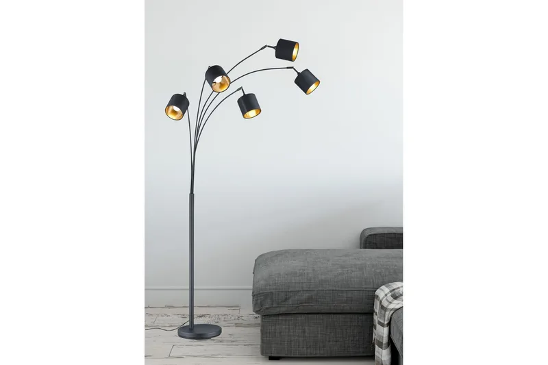 Gulvlampe TRIO Tommy Bøjet Matsort - Matsort - Belysning - Lamper & indendørsbelysning - Soveværelse lampe