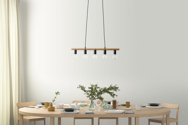 Trio Lighting Einar loftlampe 5L E27 matsort/sisal - Matsort/Beige - Belysning - Lamper & indendørsbelysning - Køkkenlampe - Loftlampe køkken