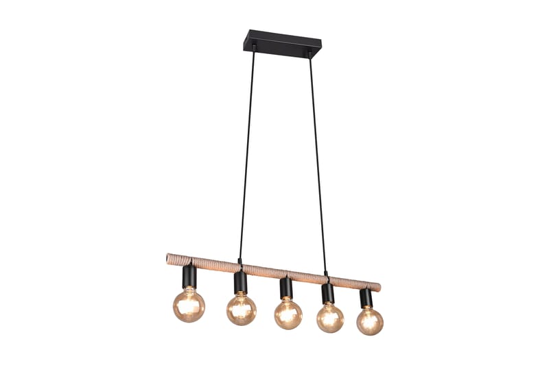 Trio Lighting Einar loftlampe 5L E27 matsort/sisal - Matsort/Beige - Belysning - Lamper & indendørsbelysning - Køkkenlampe - Loftlampe køkken