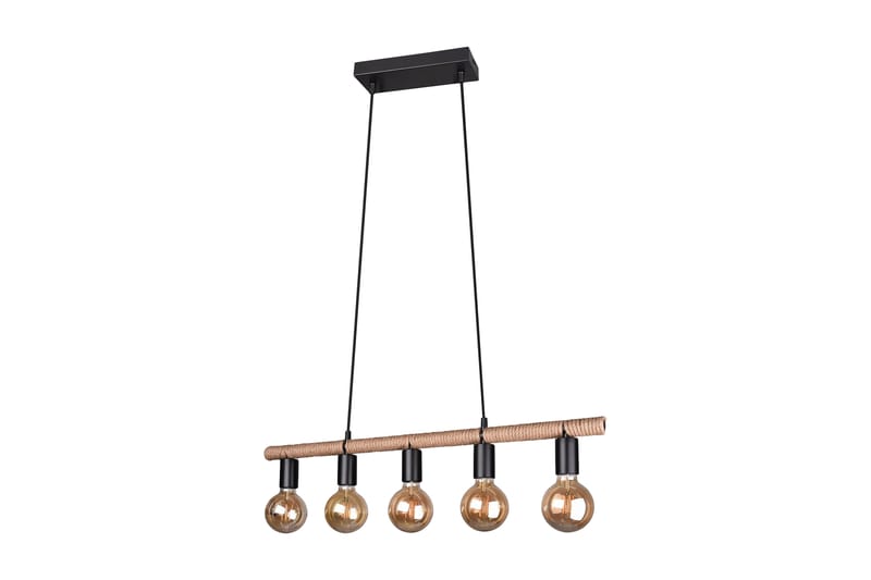 Trio Lighting Einar loftlampe 5L E27 matsort/sisal - Matsort/Beige - Belysning - Lamper & indendørsbelysning - Køkkenlampe - Loftlampe køkken