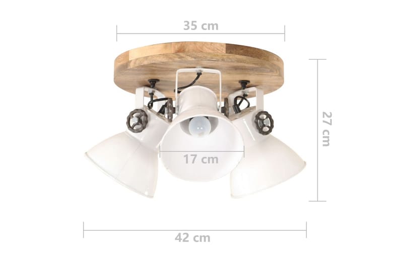 Industriel loftlampe 25 w 42x27 cm e27 hvid - Hvid - Belysning - Lamper & indendørsbelysning - Vindueslampe - Vindueslampe hængende