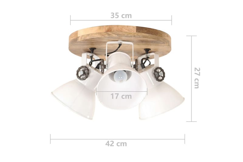 Industriel loftlampe 25 w 42x27 cm e27 hvid - Hvid - Loftlampe køkken - Vindueslampe hængende - Vindueslampe - Pendellamper & hængelamper - Soveværelse lampe - Stuelampe