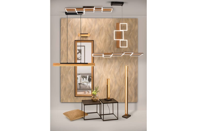 Harper LED-loftlampe 65 cm MatSort/Træ - Belysning - Lamper & indendørsbelysning - Køkkenlampe - Loftlampe køkken