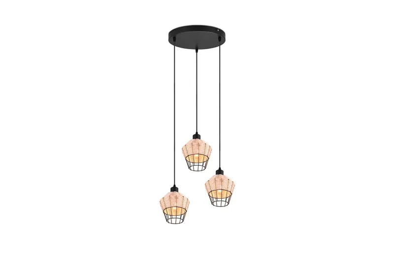 Trio Lighting Borka loftlampe 3L E27 rattan, Trio Lighting