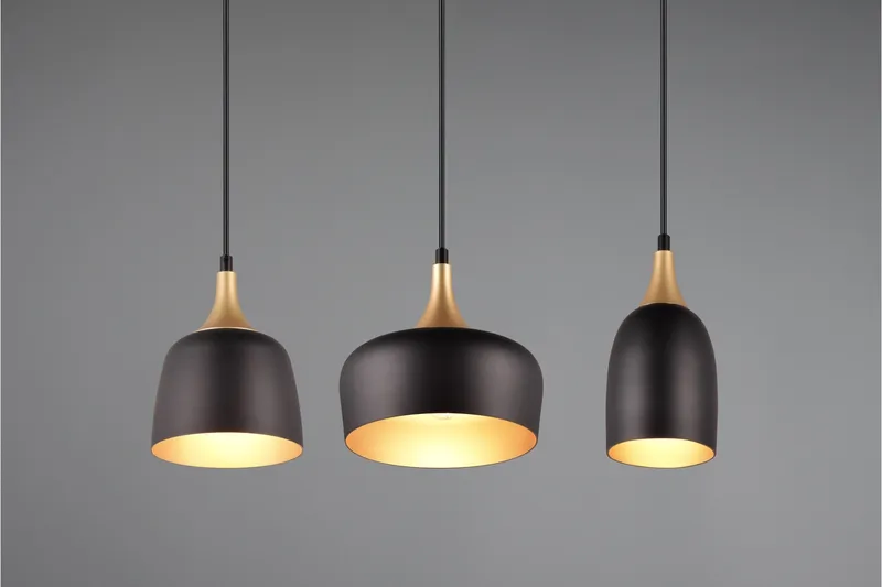 Trio Lighting Chiraz Loftlampe 3L E27 Matsort/Mat messing - Belysning - Lamper & indendørsbelysning - Køkkenlampe - Loftlampe køkken