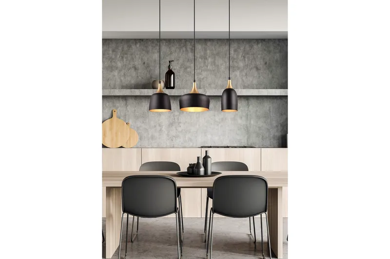 Trio Lighting Chiraz Loftlampe 3L E27 Matsort/Mat messing - Belysning - Lamper & indendørsbelysning - Køkkenlampe - Loftlampe køkken