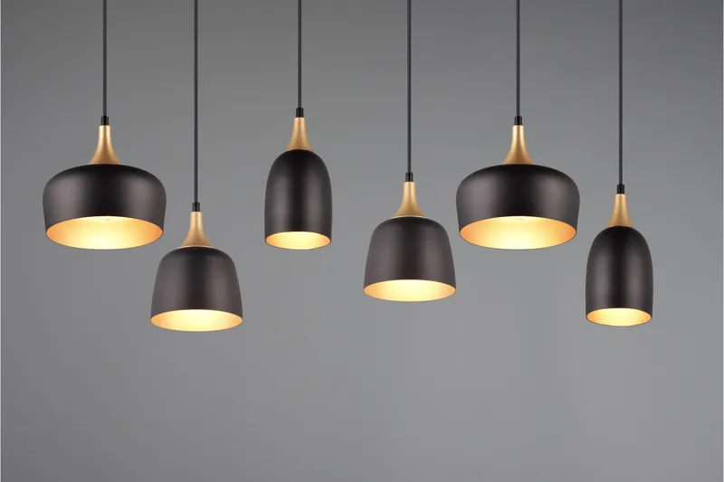 Trio Lighting Chiraz Loftlampe 6L E27 Matsort/Mat Messing - Belysning - Lamper & indendørsbelysning - Køkkenlampe - Loftlampe køkken