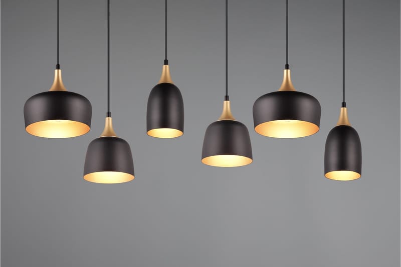 Trio Lighting Chiraz Loftlampe 6L E27 Matsort/Mat Messing - Belysning - Lamper & indendørsbelysning - Køkkenlampe - Loftlampe køkken