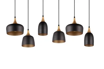 Trio Lighting Chiraz Loftlampe 6L E27 Matsort/Mat Messing - Belysning - Lamper & indendørsbelysning - Køkkenlampe - Loftlampe køkken