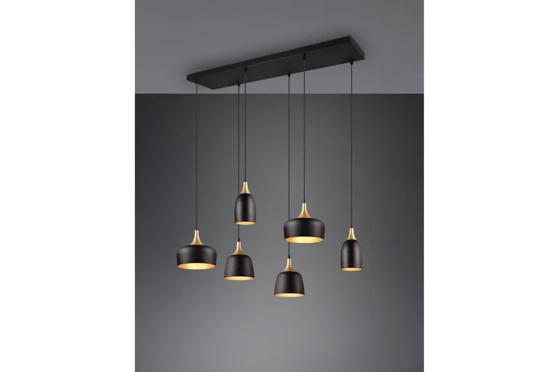 Trio Lighting Chiraz Loftlampe 6L E27 Matsort/Mat Messing - Belysning - Lamper & indendørsbelysning - Køkkenlampe - Loftlampe køkken